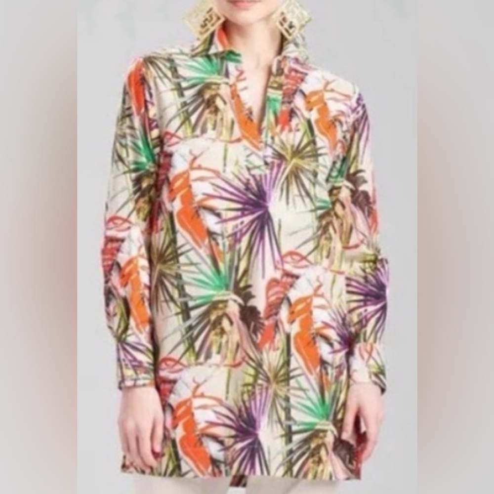 New!NATORI El Nido Cotton  Med watercolor tropical jungle colorful bloom core